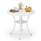 31.5 Inch White Cast Aluminum Patio Bistro Dining Table with Umbrella Hole and Rust-Resistant